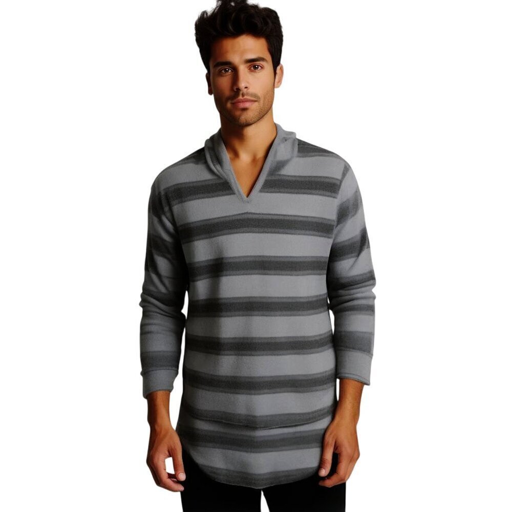 𝅺❤️ Threads 4 Thought Gray Striped Pullover Hoodie Size L